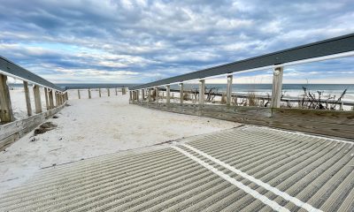 A beach entrance with Mobi-Mats in Seaside Park, March 2024. (Photo: Shorebeat)