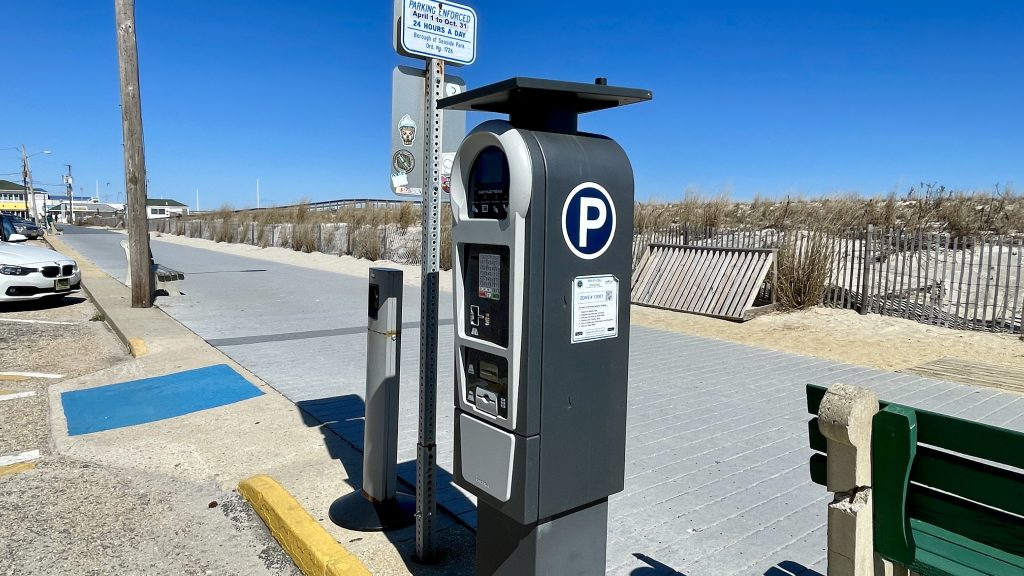 A Seaside Park parking kiosk, March 2024. (Photo: Shorebeat)