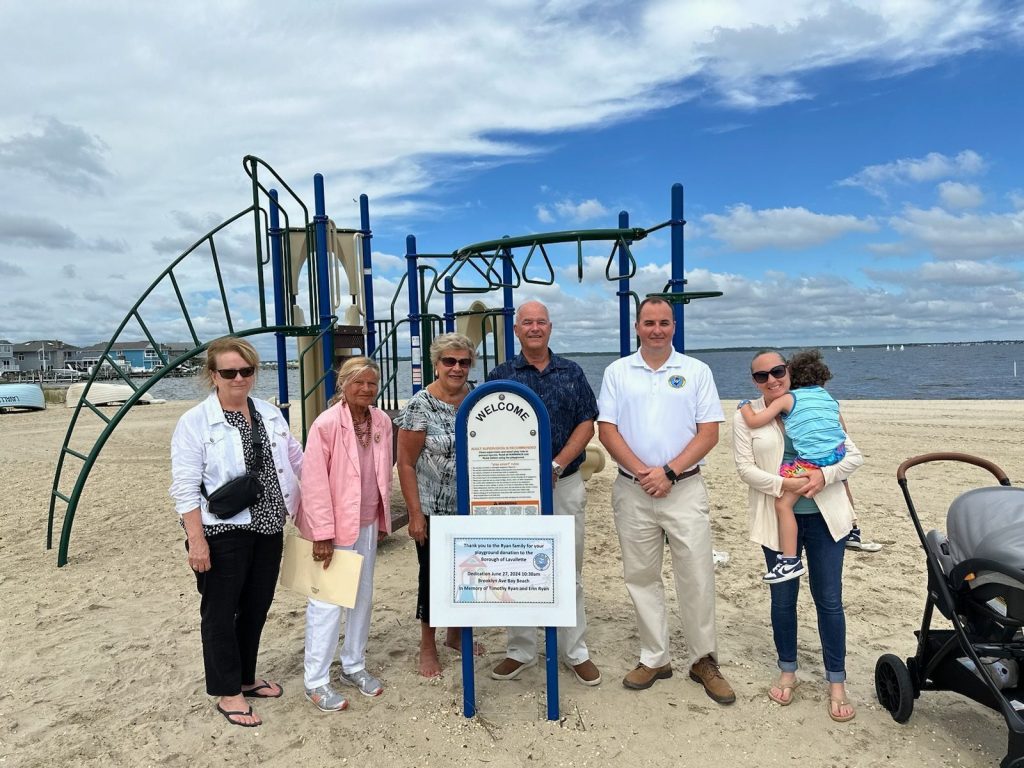 The dedication ceremony for the new Brooklyn Avenue Playground, on the bayfront in Lavallette. (Photo: Anita Zalom)