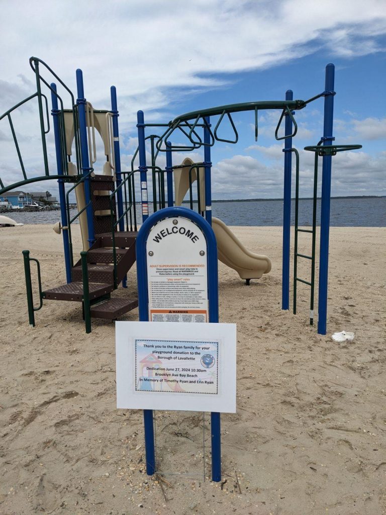 The dedication ceremony for the new Brooklyn Avenue Playground, on the bayfront in Lavallette. (Photo: Anita Zalom)