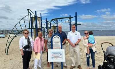 The dedication ceremony for the new Brooklyn Avenue Playground, on the bayfront in Lavallette. (Photo: Anita Zalom)