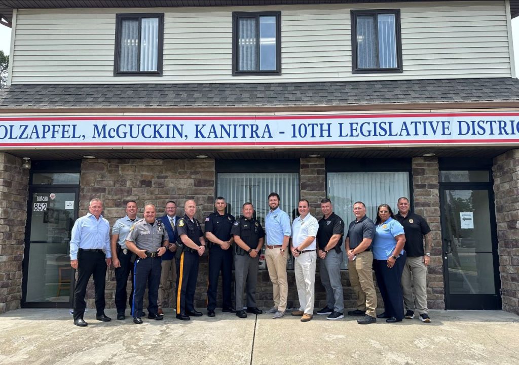 Police chiefs meet with Assemblyman Paul Kanitra (R-Ocean) to discuss restoring police authority in juvenile cases, July 2024. (Photo: Paul Kanitra)