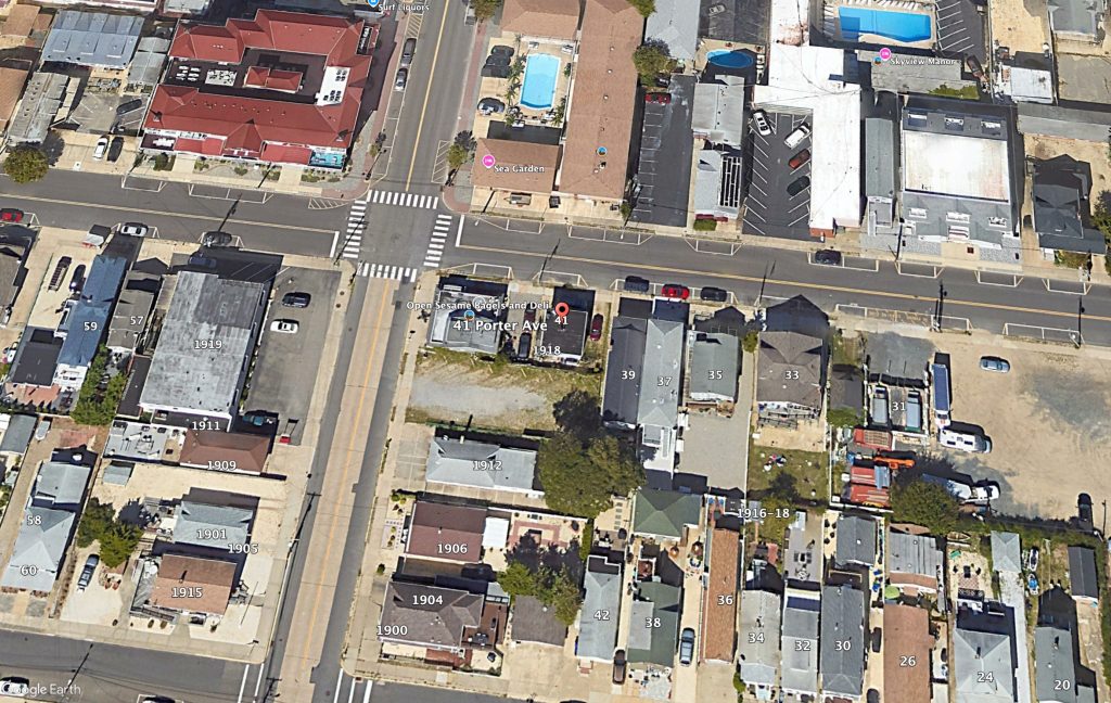 The properties at 1916-18 Boulevard and 41 Porter Avenue, Seaside Park. (Credit: Google Earth)