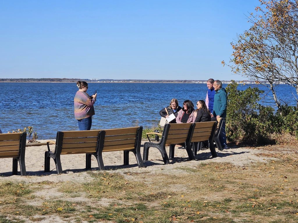 Lavallette's new benches are unveiled at a ceremony in November. (Photo: Vicki Centanni Guy/ Lavallette Boardwalk/ Facebook)