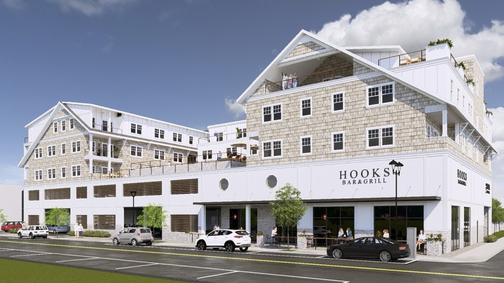 A rendering of a proposed restaurant and condominium complex to replace Hooks in Seaside Heights. (Courtesy: Mike Loundy/ MODE Architects)