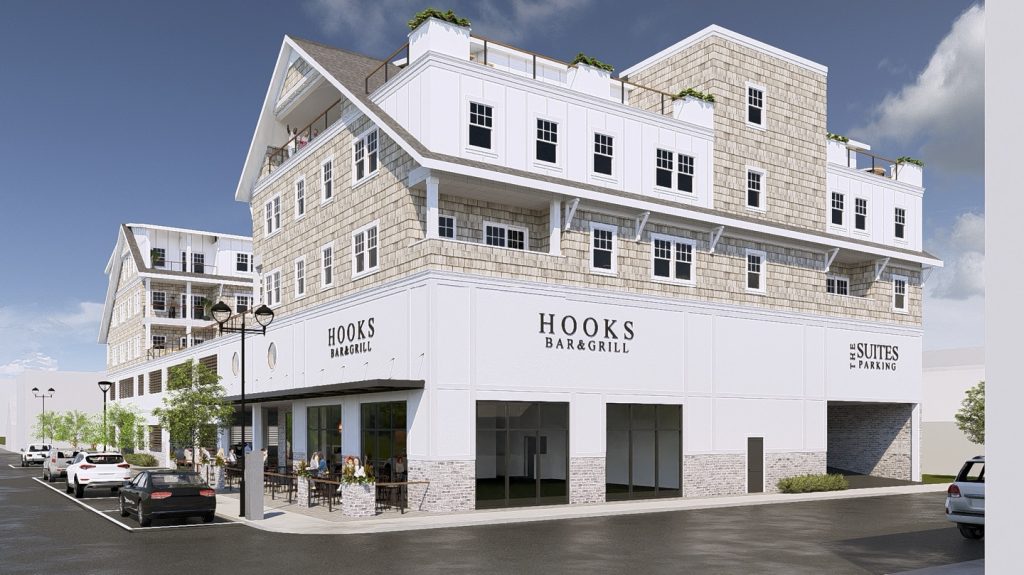 A rendering of a proposed restaurant and condominium complex to replace Hooks in Seaside Heights. (Courtesy: Mike Loundy/ MODE Architects)