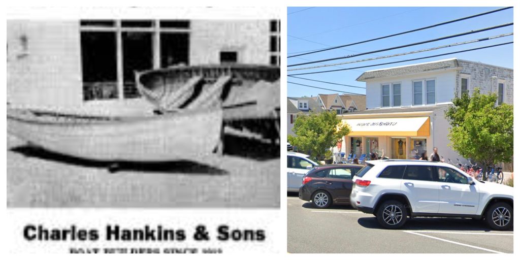 The former Hankins wooden boat building, Lavallette, N.J. (Credit: Ocean County Historical Society/ Google Earth)